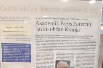 Plakat razstave o častnem občanu Mestne občine Kranj, Borisu Paternuju