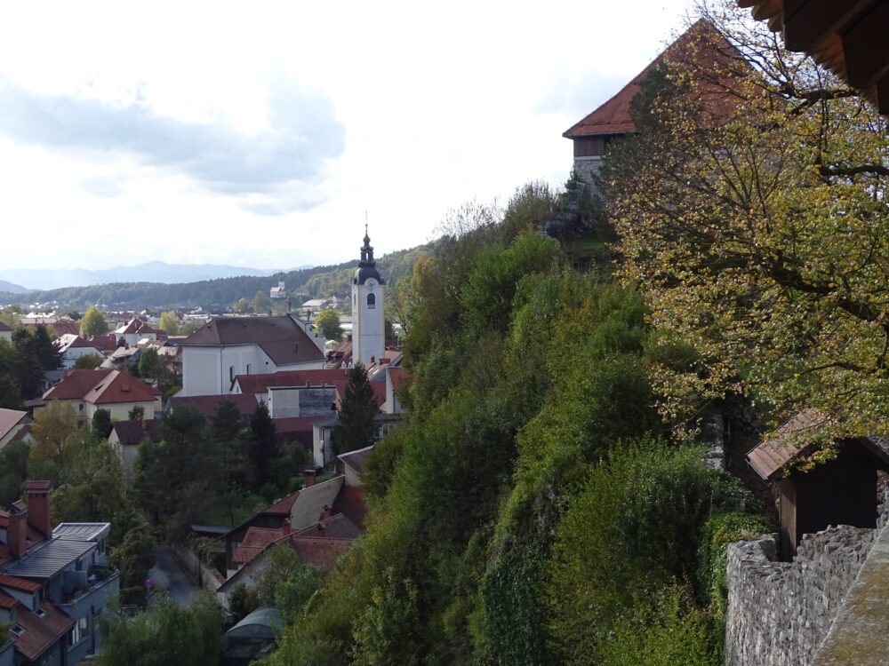 Z južnega obhodnega hodnika je lep pogled na kamniški predmestji Novi trg in Šutna. Na Šutni je od 13. stoletja sedež kamniške župnije.